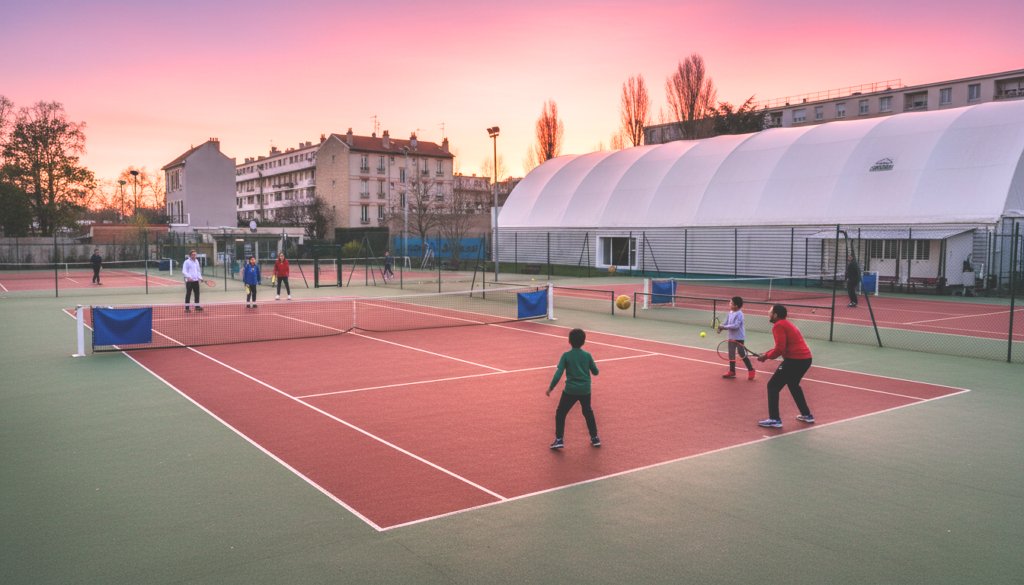 Courts JSA Tennis Maisons-Alfort au coucher de soleil